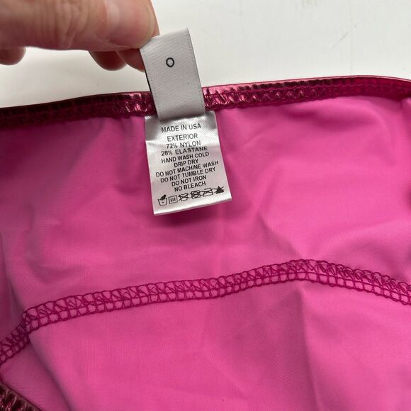 LISA MARIE FERNANDEZ Arden Metallic PVC 2 pc Bikini Set Pink Women's Size 0 XS - Picture 8 of 10